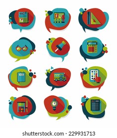 School bubble speech banner design flat background set, eps10