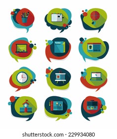 School bubble speech banner design flat background set, eps10