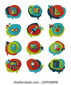 School bubble speech banner design flat background set, eps10