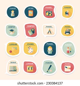School bubble speech banner design flat background set, eps10