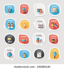 School bubble speech banner design flat background set, eps10