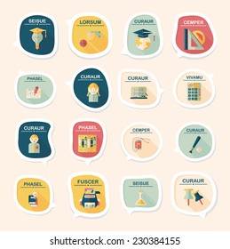 School bubble speech banner design flat background set, eps10