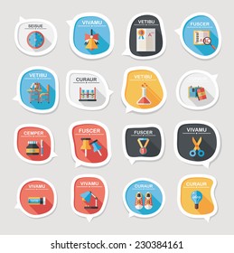 School bubble speech banner design flat background set, eps10