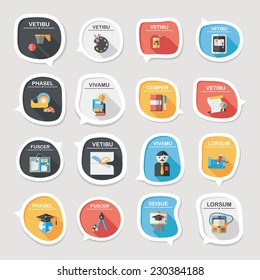 School bubble speech banner design flat background set, eps10