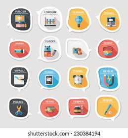 School bubble speech banner design flat background set, eps10