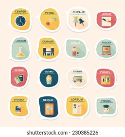 School bubble speech banner design flat background set, eps10