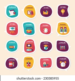 School bubble speech banner design flat background set, eps10