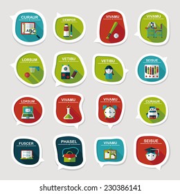 School bubble speech banner design flat background set, eps10