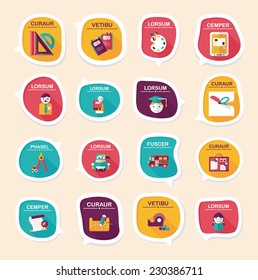 School bubble speech banner design flat background set, eps10