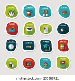 School bubble speech banner design flat background set, eps10