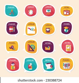 School bubble speech banner design flat background set, eps10