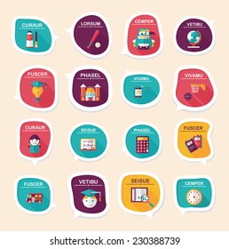 School bubble speech banner design flat background set, eps10