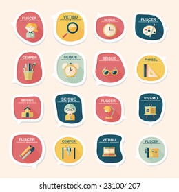 School bubble speech banner design flat background set, eps10