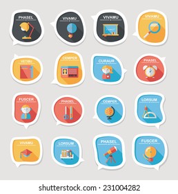 School bubble speech banner design flat background set, eps10