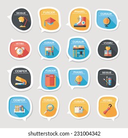 School bubble speech banner design flat background set, eps10