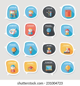 School bubble speech banner design flat background set, eps10