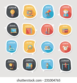 School bubble speech banner design flat background set, eps10