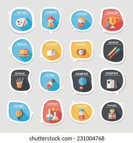 School bubble speech banner design flat background set, eps10