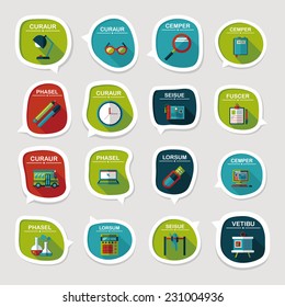 School bubble speech banner design flat background set, eps10