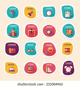 School bubble speech banner design flat background set, eps10