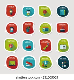 School bubble speech banner design flat background set, eps10