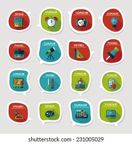 School bubble speech banner design flat background set, eps10