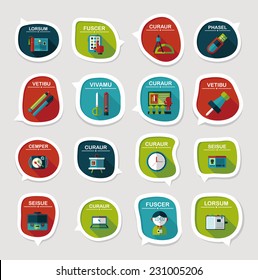 School bubble speech banner design flat background set, eps10