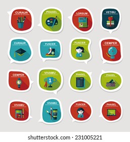 School bubble speech banner design flat background set, eps10