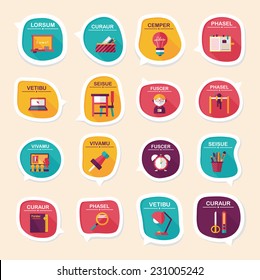 School bubble speech banner design flat background set, eps10