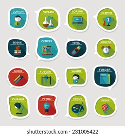 School bubble speech banner design flat background set, eps10