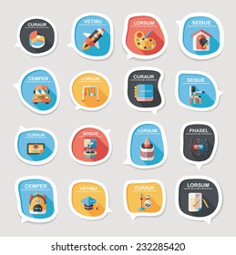 School bubble speech banner design flat background set, eps10, dummy text
