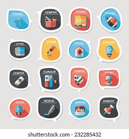 School bubble speech banner design flat background set, eps10, dummy text