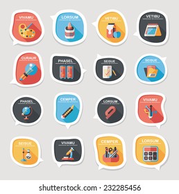School bubble speech banner design flat background set, eps10, dummy text