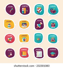 School bubble speech banner design flat background set, eps10, dummy text