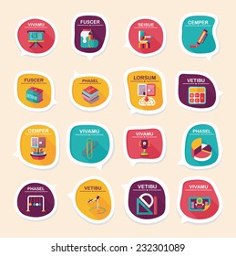 School bubble speech banner design flat background set, eps10, dummy text