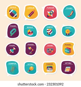 School bubble speech banner design flat background set, eps10, dummy text