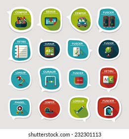 School bubble speech banner design flat background set, eps10, dummy text