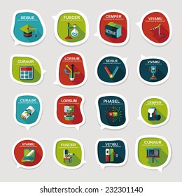School bubble speech banner design flat background set, eps10, dummy text