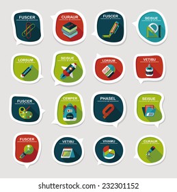 School bubble speech banner design flat background set, eps10, dummy text
