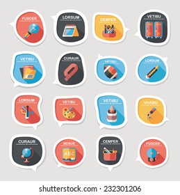 School bubble speech banner design flat background set, eps10, dummy text