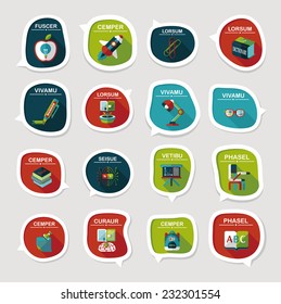 School bubble speech banner design flat background set, eps10, dummy text