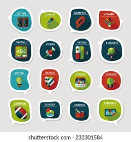 School bubble speech banner design flat background set, eps10, dummy text