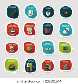 School bubble speech banner design flat background set, eps10, dummy text
