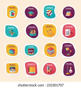 School bubble speech banner design flat background set, eps10, dummy text