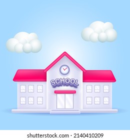 school  building. 3d style cartoon icon.