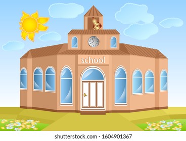 school building against a blue sky