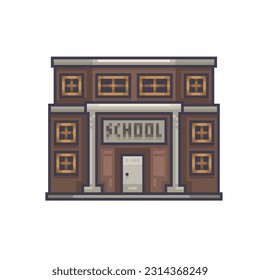 school building architecture in pixel art style
