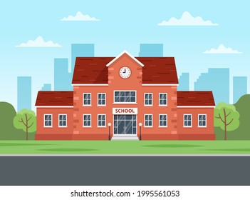 School building. Back to school concept, cute colorful vector illustration in flat style