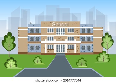 School building. Back to school concept, cute colorful vector illustration in flat style
