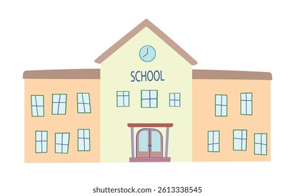 School building. Back to school. Vector illustrations in flat style. On the building there is an inscription - School.